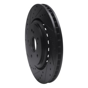 Acura TLX Brake Rotor (1) - Front Left - R1 Concepts - Drilled & Slotted - Black - `14-`20